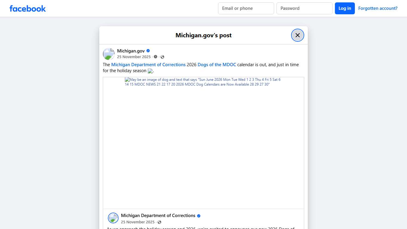 Michigan.gov - The Michigan Department of Corrections 2026... Facebook